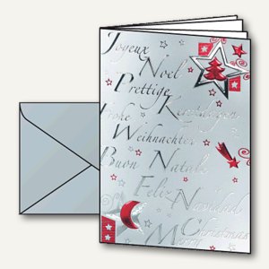 Weihnachtskarten Silver Star inkl. Silber-Umschläge