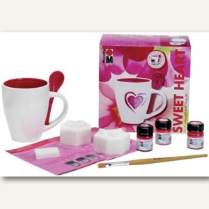 Porzellan-Tassenset Sweet Heart inkl. Porzellanfarbe