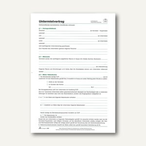 Untermietvertrag Wohnräume
