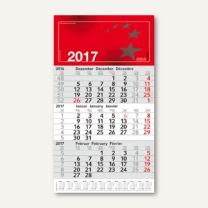 3-Monats-Wandkalender mit Jahresübersicht