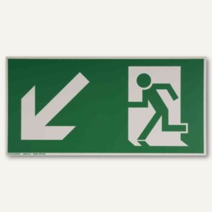 Hinweisschild - Rettungsweg links / abwärts