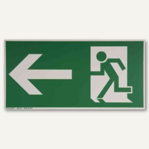 Hinweisschild - Rettungsweg links / geradeaus