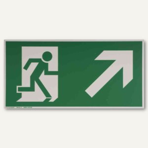 Hinweisschild - Rettungsweg rechts / aufwärts