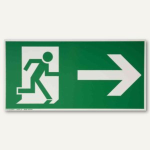 Hinweisschild - Rettungsweg rechts / geradeaus