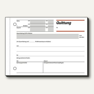 Formular Quittung m. MwSt. Nachweis DIN A6 quer 50 Blatt