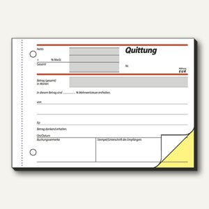 Formular Quittung einfaches Satzbild DIN A6 quer 2x40 Blatt